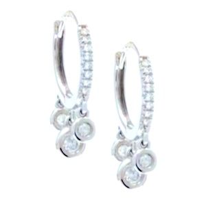 Diamond Earrings in White Gold. Post Closed in hoop so no back of ear pains.